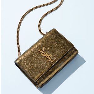 Saint Laurent Kate Metallic Suede Gold Chain Crossbody